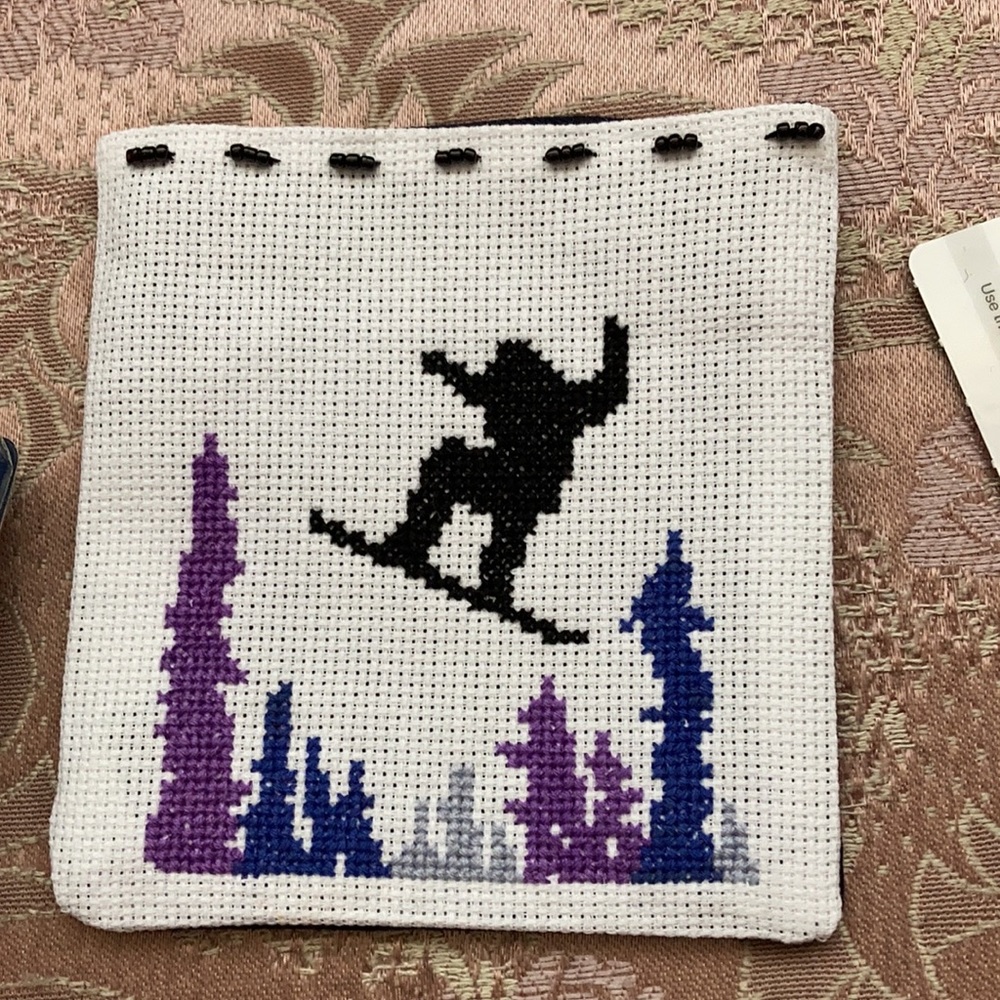NEW hand sewn snowboarder small bag, 4x4.5 inches